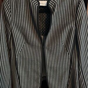 Akris Punto Black and Gray Pinstriped Wool Blazer